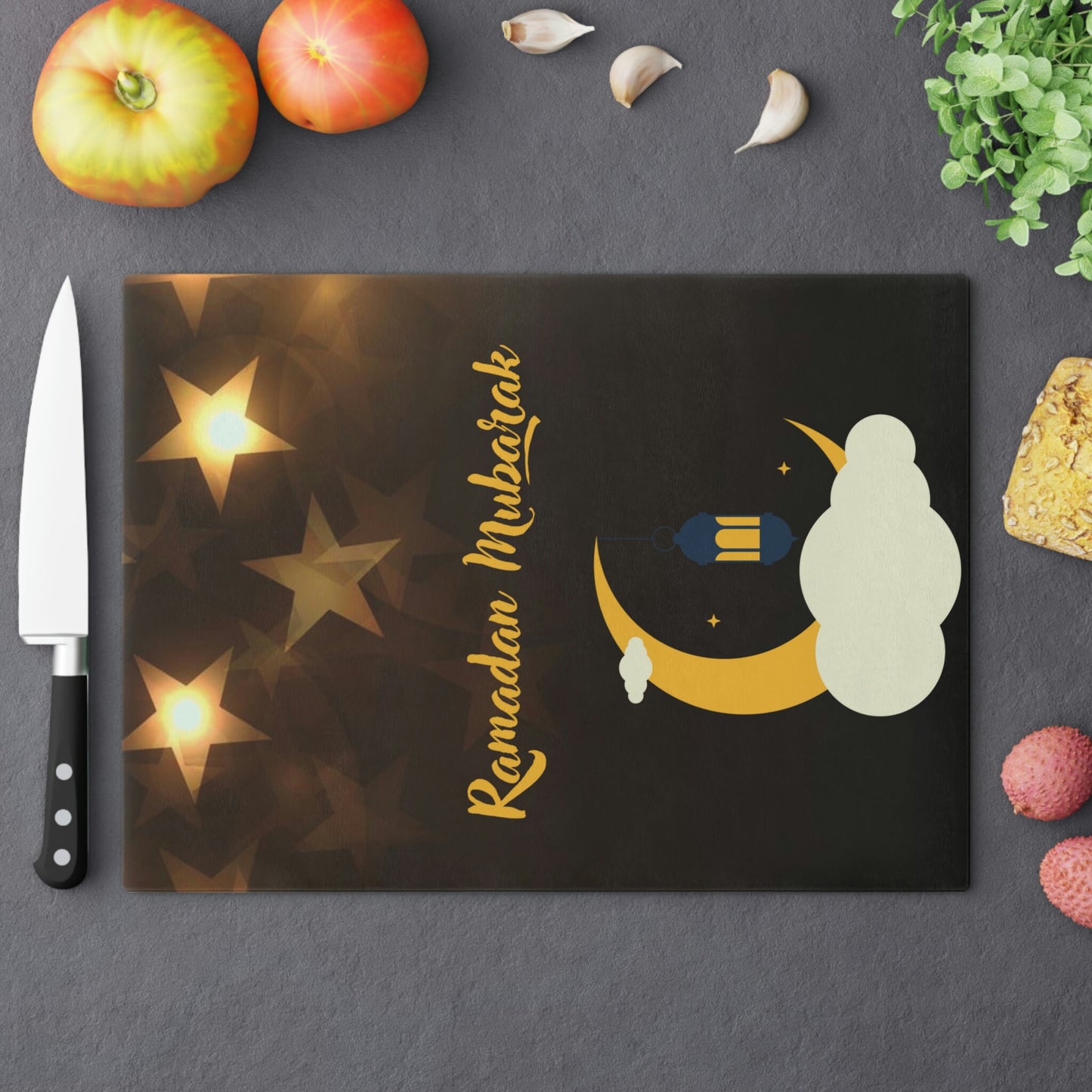 Ramadan Kitchen Cutting Board Gift, One Sided Ramadan Cutting Board