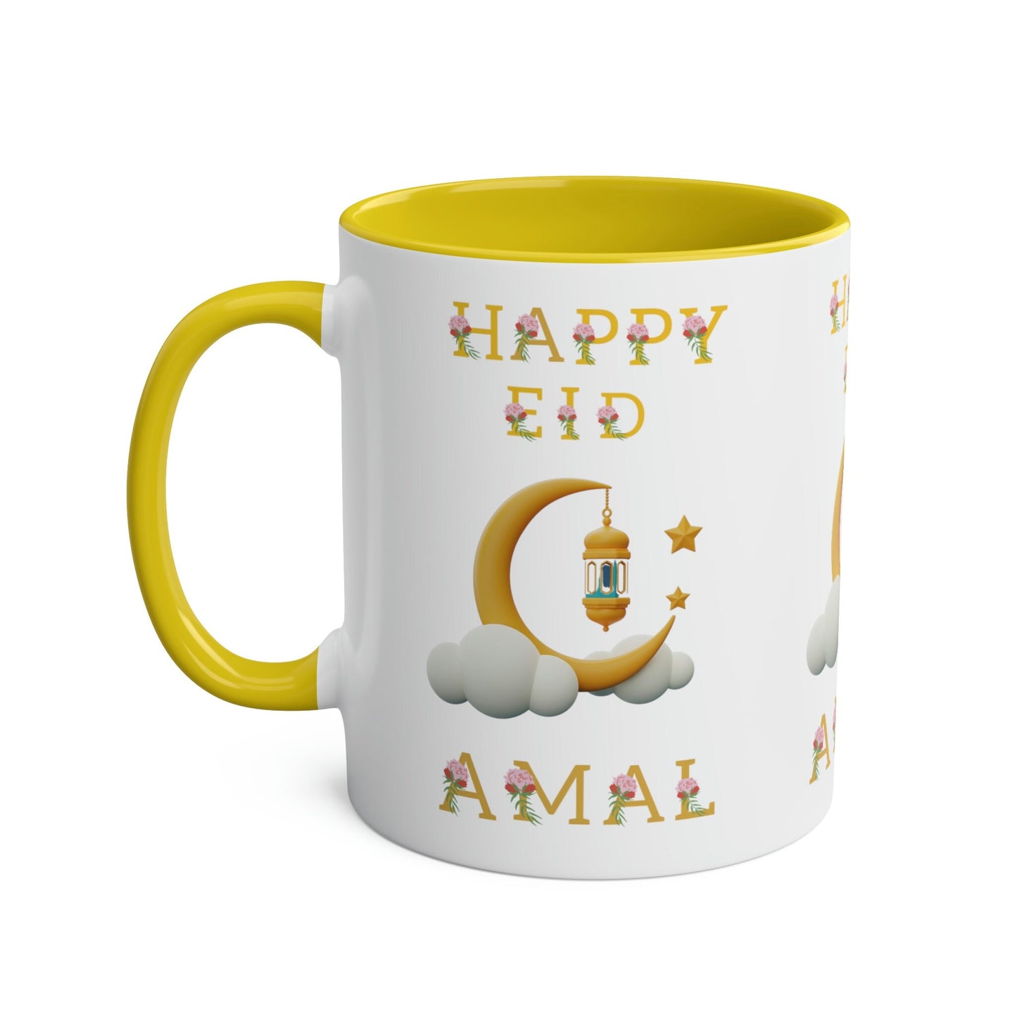 11 Oz Personalized Eid Mubarak Two-Tone Coffee Mugs, 11oz, Custom Eid Gift, Islamic Gift