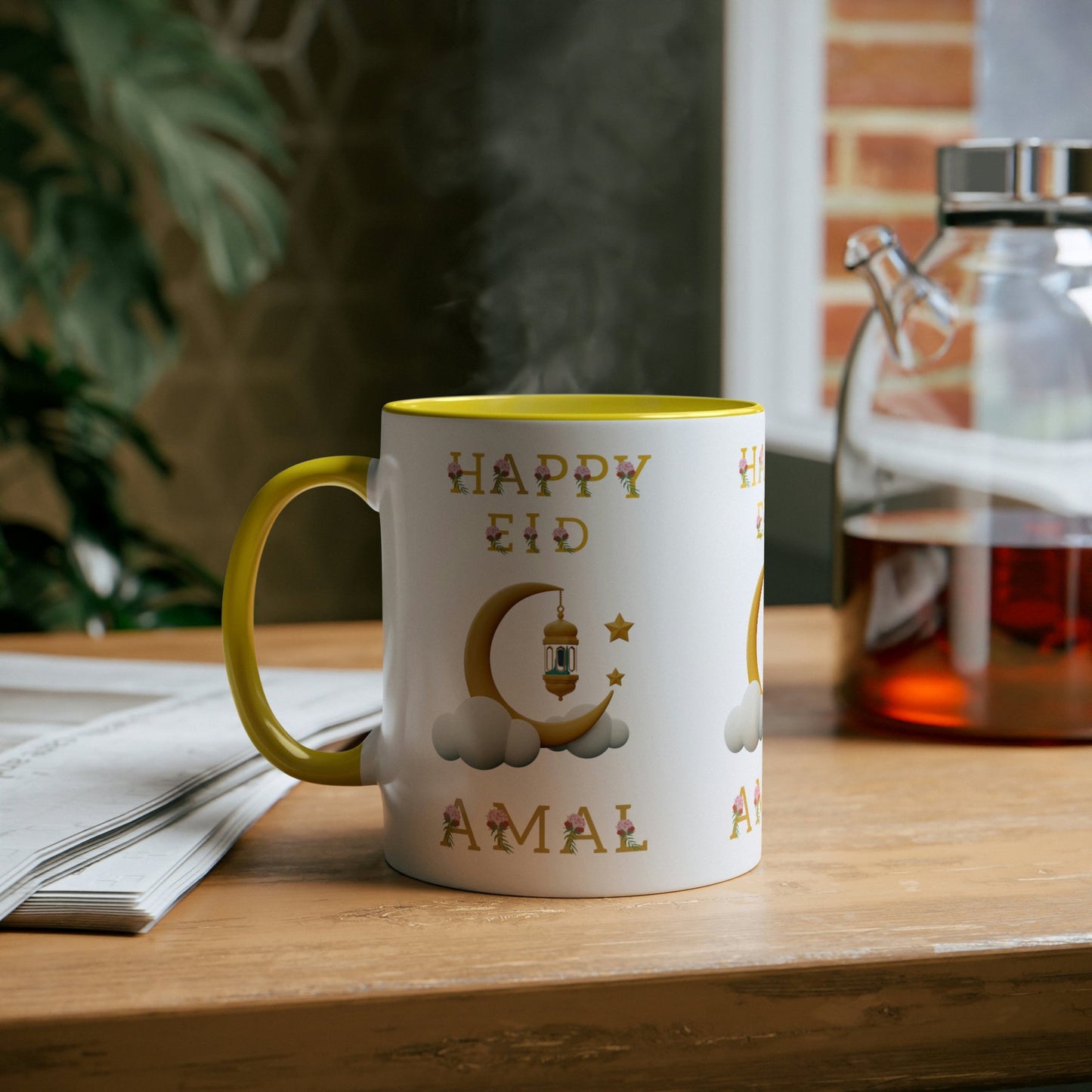 11 Oz Personalized Eid Mubarak Two-Tone Coffee Mugs, 11oz, Custom Eid Gift, Islamic Gift