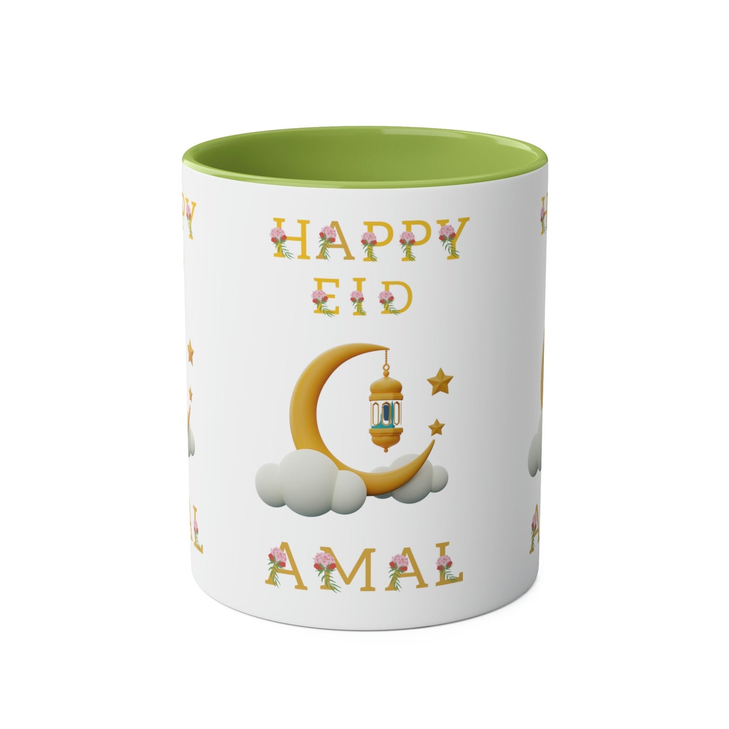 11 Oz Personalized Eid Mubarak Two-Tone Coffee Mugs, 11oz, Custom Eid Gift, Islamic Gift