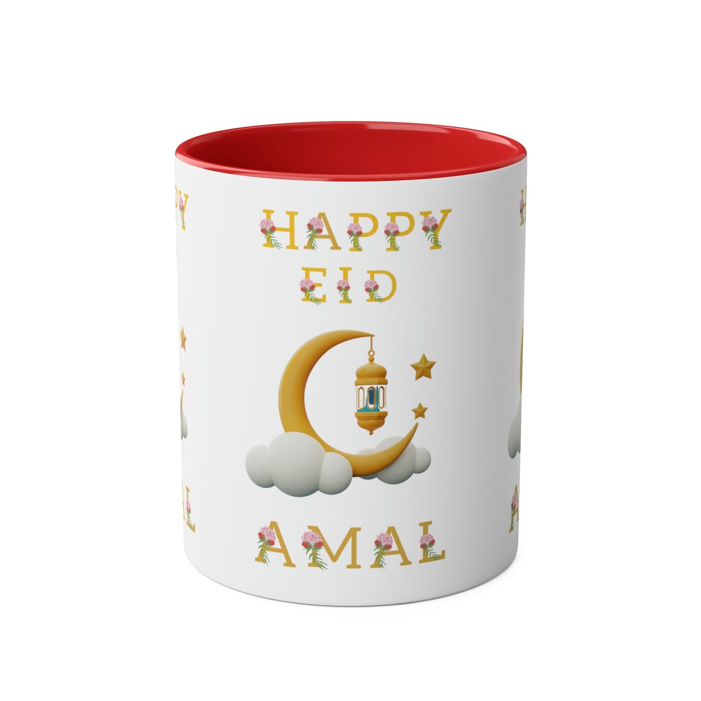 11 Oz Personalized Eid Mubarak Two-Tone Coffee Mugs, 11oz, Custom Eid Gift, Islamic Gift