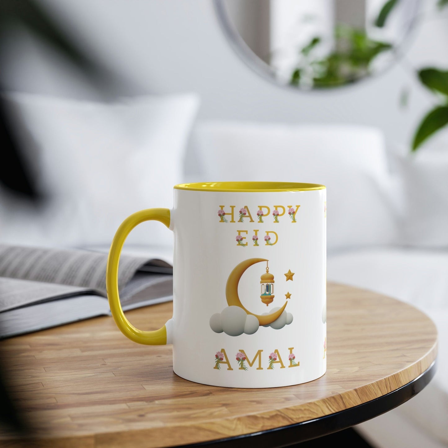 11 Oz Personalized Eid Mubarak Two-Tone Coffee Mugs, 11oz, Custom Eid Gift, Islamic Gift