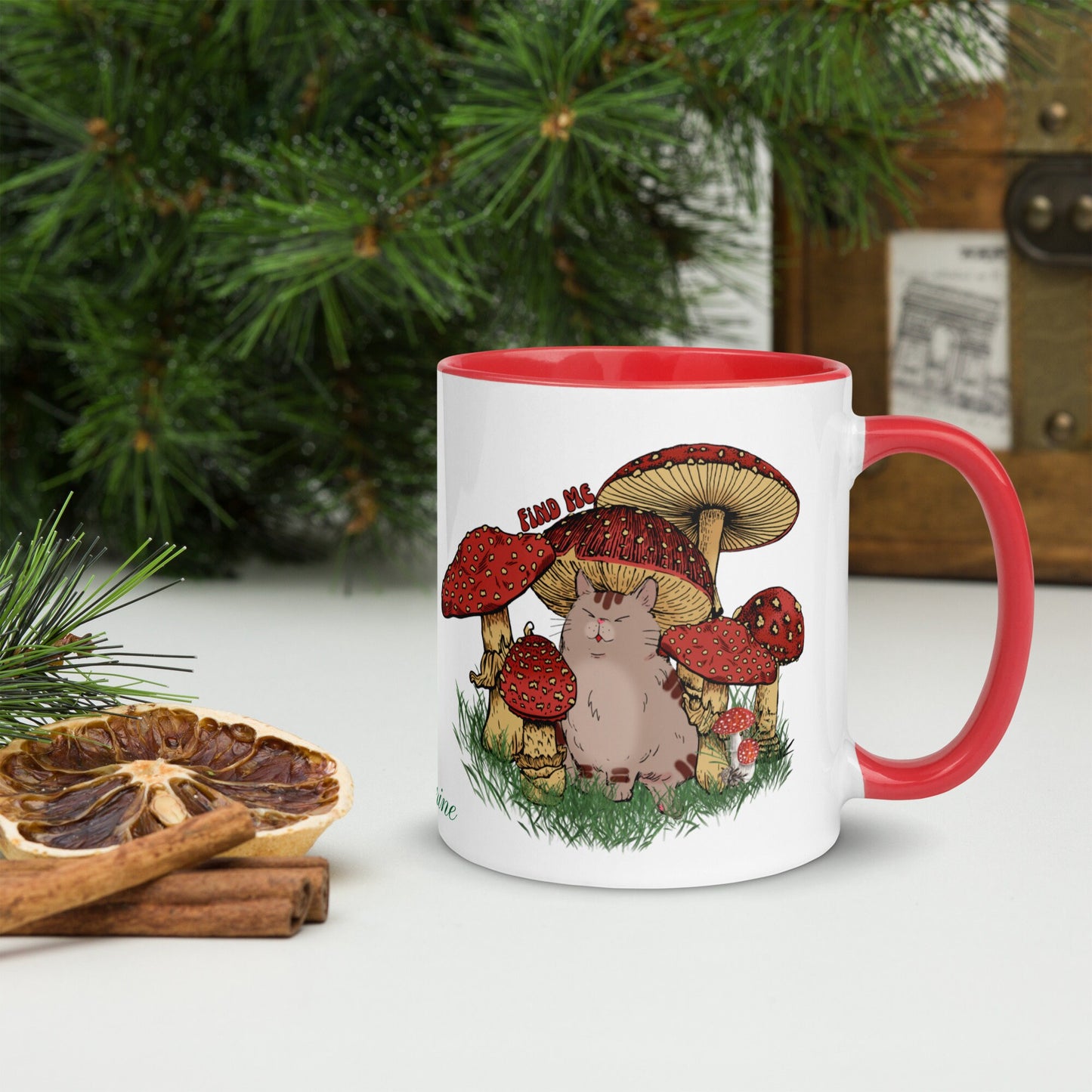 Mushroom Coffee Mug, 11 Oz Cottage Core Mug with Color Inside,