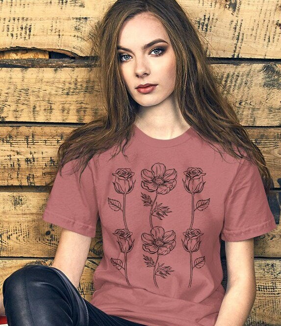 Rose T Shirt, Nature Lover Shirt, Flower TShirt, Rose Lovers Shirt, Rose Flowers Tshirt, Floral T Shirt Girls, Gift For Her