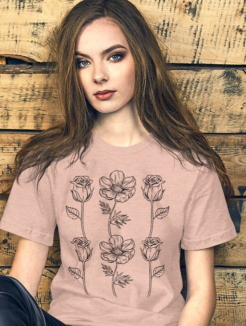 Rose T Shirt, Nature Lover Shirt, Flower TShirt, Rose Lovers Shirt, Rose Flowers Tshirt, Floral T Shirt Girls, Gift For Her