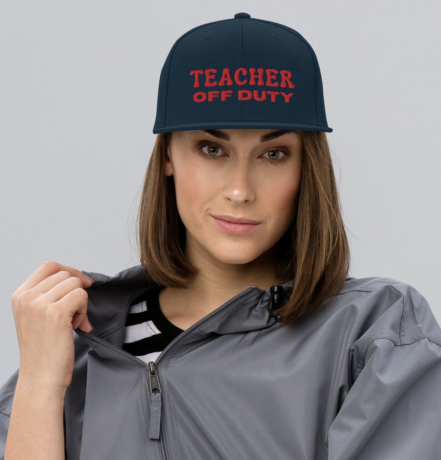 Embroidered Teacher off Duty Snapback Hat, Gift For Teacher, Teacher Hat Gift, Gift For Her, Teacher Life Hat, Public School Gift,
