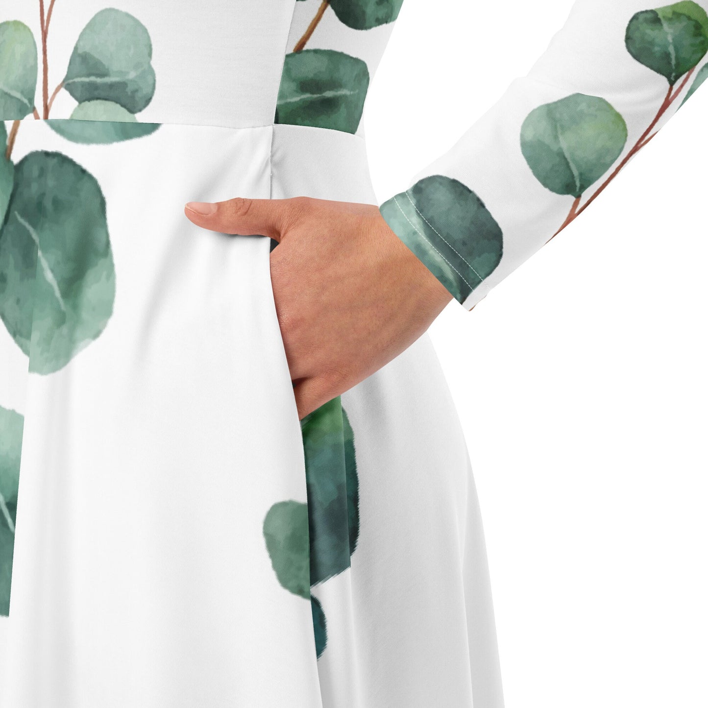 Oversize Long Sleeve Floral Dress, Holiday, Women Big Dress, Plus Women Dress, Summer Dress, Oversized All-over print long sleeve midi dress