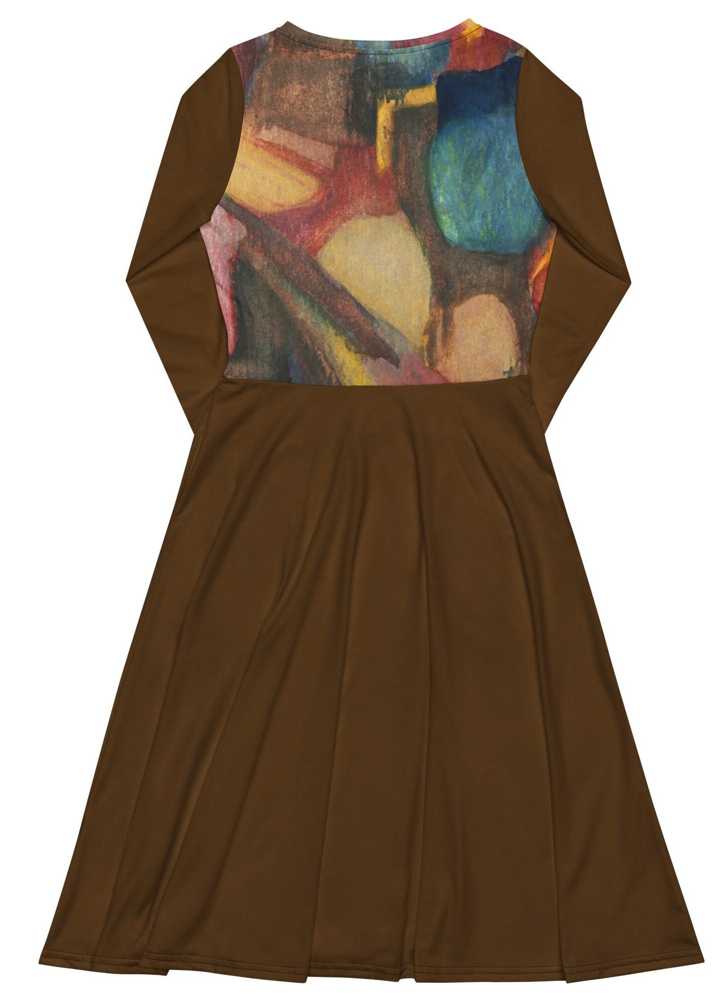 All-over print long sleeve Plus Size midi dress, Loose Fit Oversized Shirt Dress, Colorful Abstract woman Dress