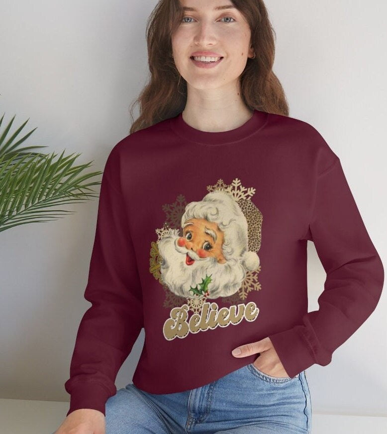 Vintage Santa Claus Sweater, Christmas Sweatshirt, Xmas Holiday Gifts, Winter Tee, Unisex Heavy Blend Crewneck Sweatshirt