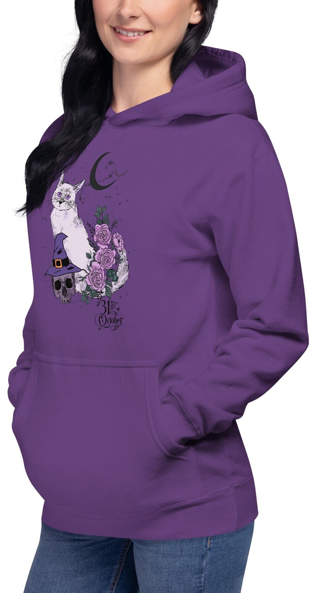 Halloween Cat Hoodie, Gifts For Cat Lovers, Skeleton Cat Hoodie, Halloween Gift, Halloween Sweatshirt, Skeleton Halloween