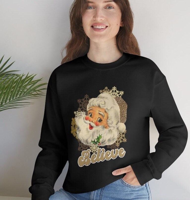 Vintage Santa Claus Sweater, Christmas Sweatshirt, Xmas Holiday Gifts, Winter Tee, Unisex Heavy Blend Crewneck Sweatshirt