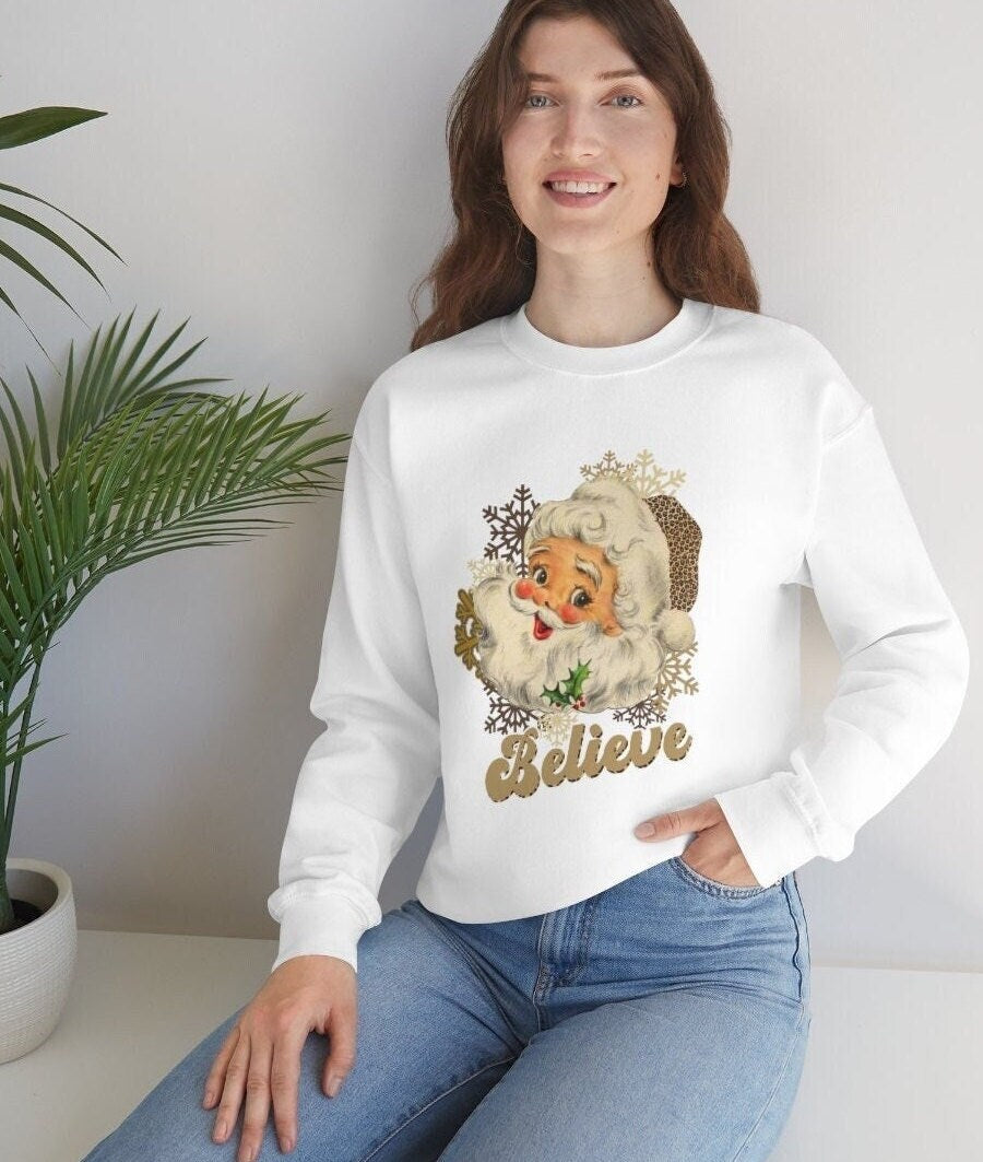 Vintage Santa Claus Sweater, Christmas Sweatshirt, Xmas Holiday Gifts, Winter Tee, Unisex Heavy Blend Crewneck Sweatshirt
