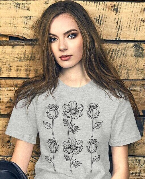 Rose T Shirt, Nature Lover Shirt, Flower TShirt, Rose Lovers Shirt, Rose Flowers Tshirt, Floral T Shirt Girls, Gift For Her