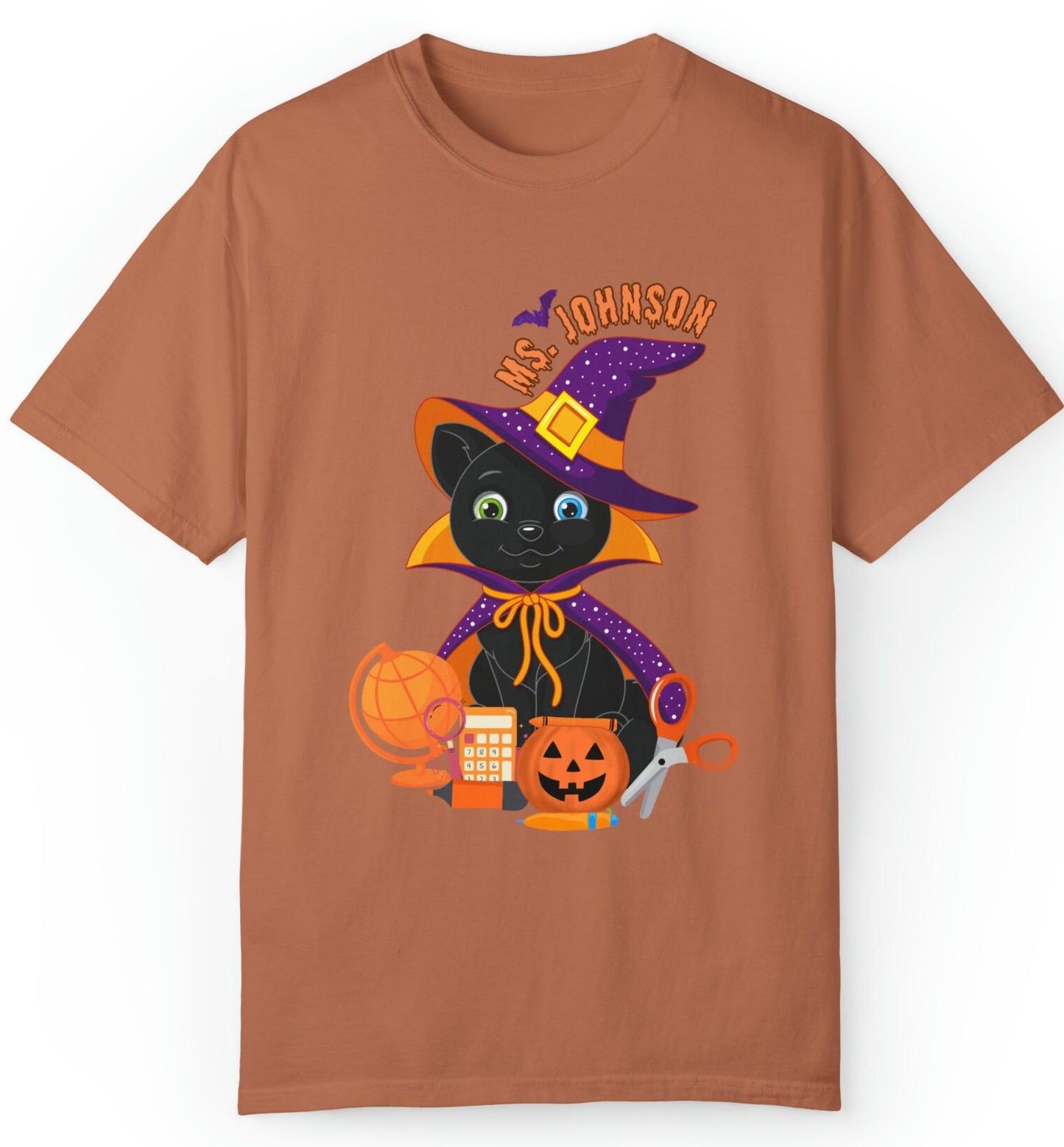 Comfort Colors Teacher Halloween Shirt, Gift For Teacher, Halloween Cat Teacher T-shirt, Cute Fall Halloween Shirt, Halloween Party