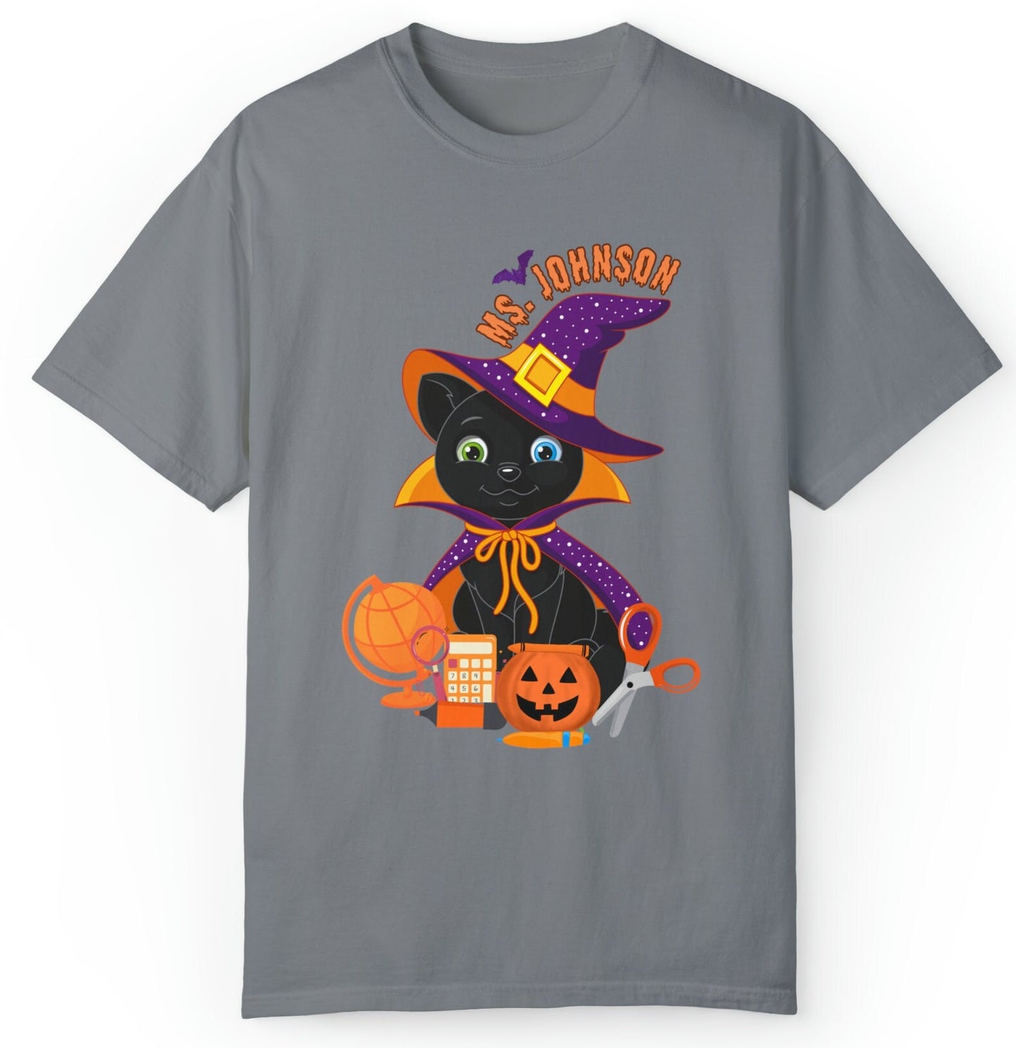 Comfort Colors Teacher Halloween Shirt, Gift For Teacher, Halloween Cat Teacher T-shirt, Cute Fall Halloween Shirt, Halloween Party