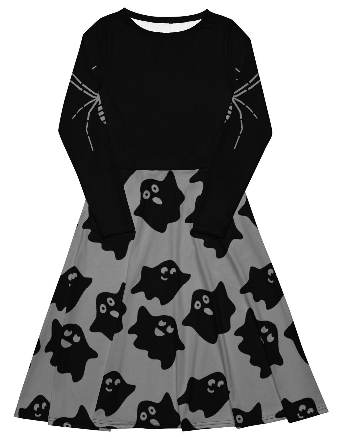 Black Women Halloween costume, Halloween Midi Dress, Halloween long sleeve midi dress, Plus Size Halloween Dress