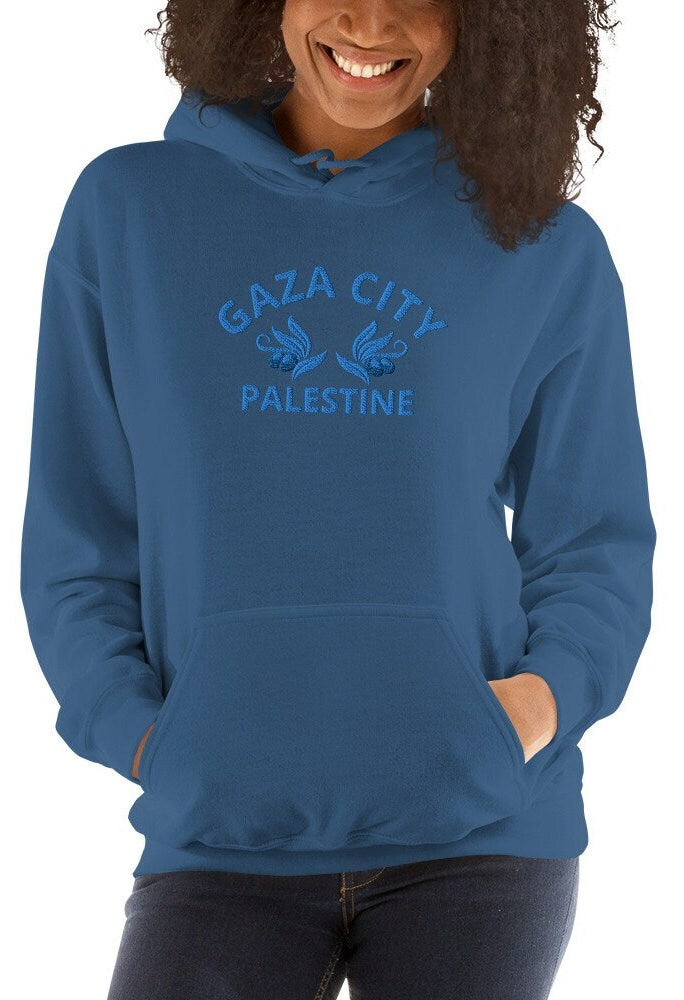 Embroidered Gaza City Hoodie, Palestine Hoodie