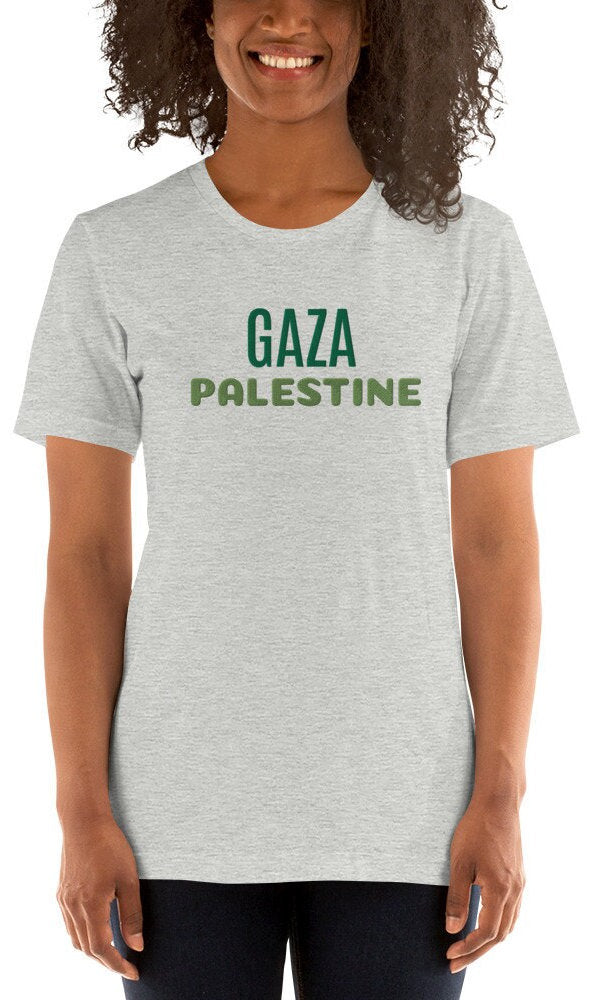 Embroidered Gaza t-shirt, Embroidered Palestine shirt