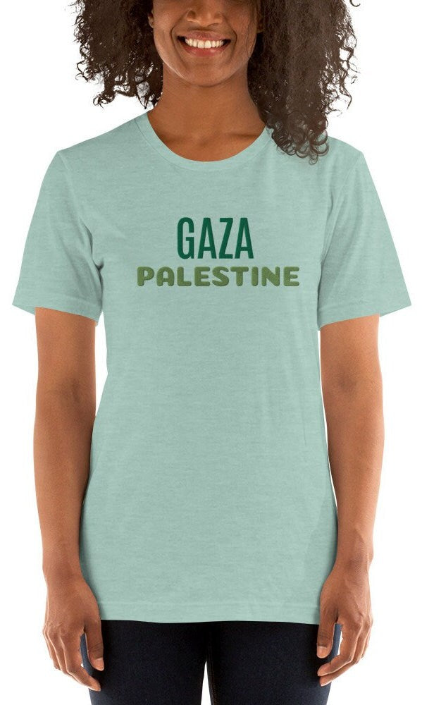 Embroidered Gaza t-shirt, Embroidered Palestine shirt