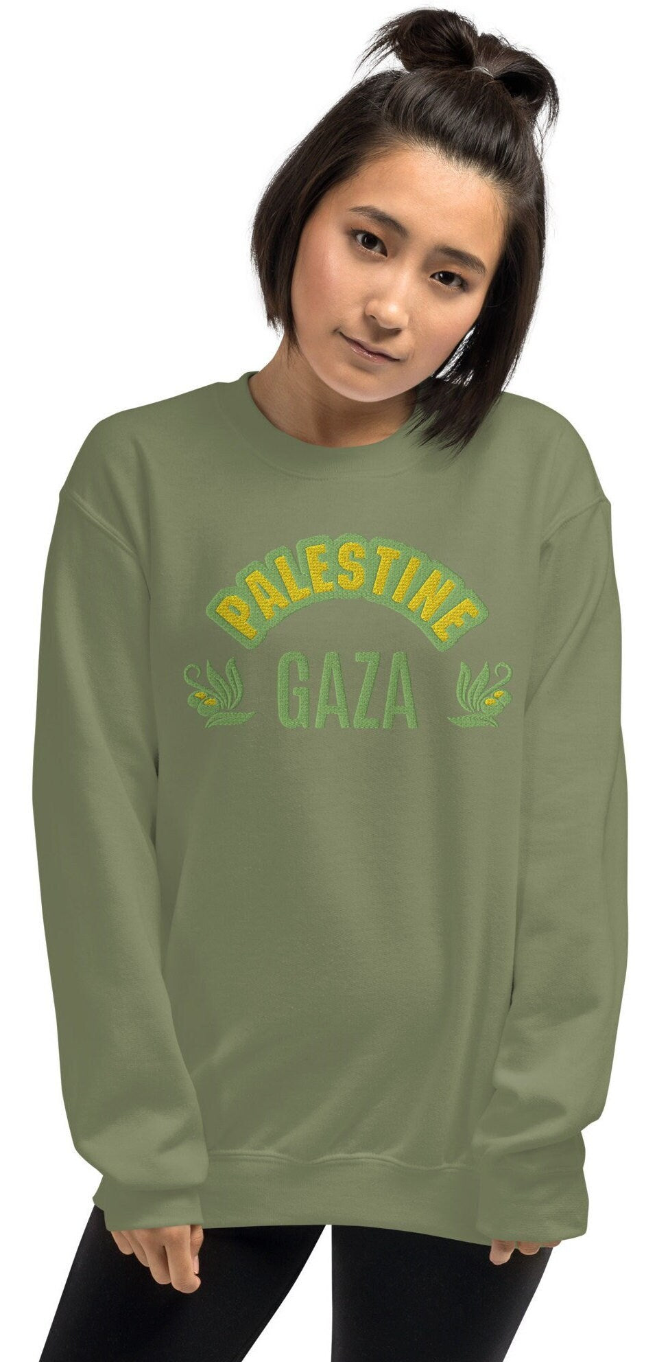 Embroidered Gaza Sweatshirt, Embrodered Palestine Sweater