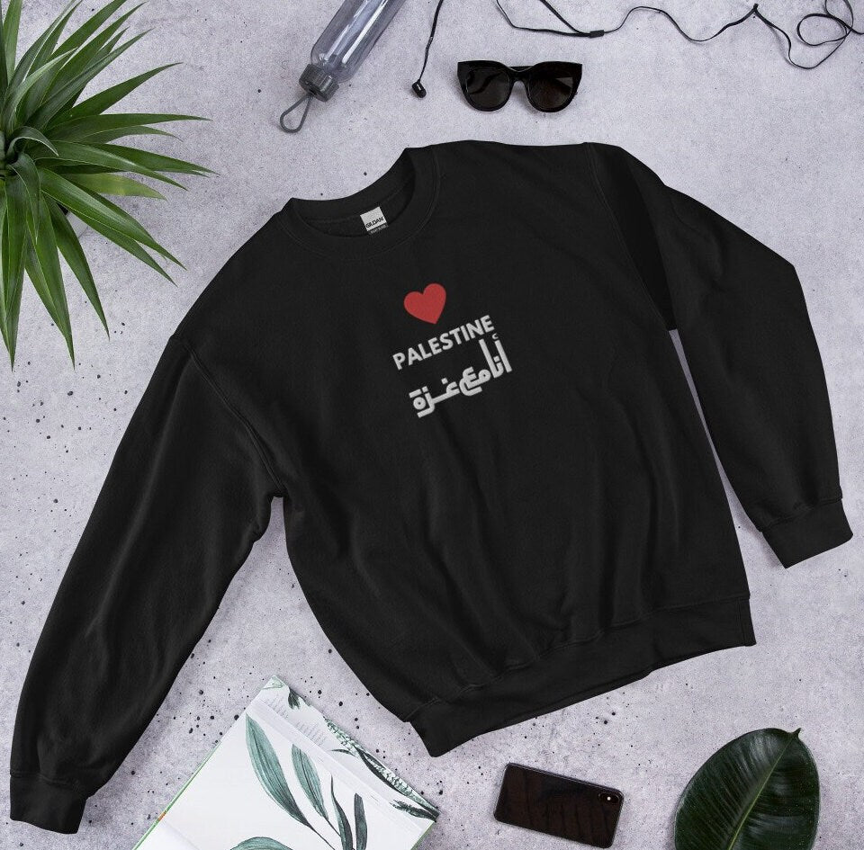 Embroidered Gaza Sweatshirt, Embroidered Palestine Sweater