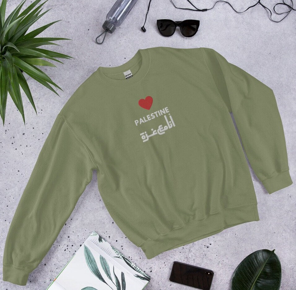 Embroidered Gaza Sweatshirt, Embroidered Palestine Sweater