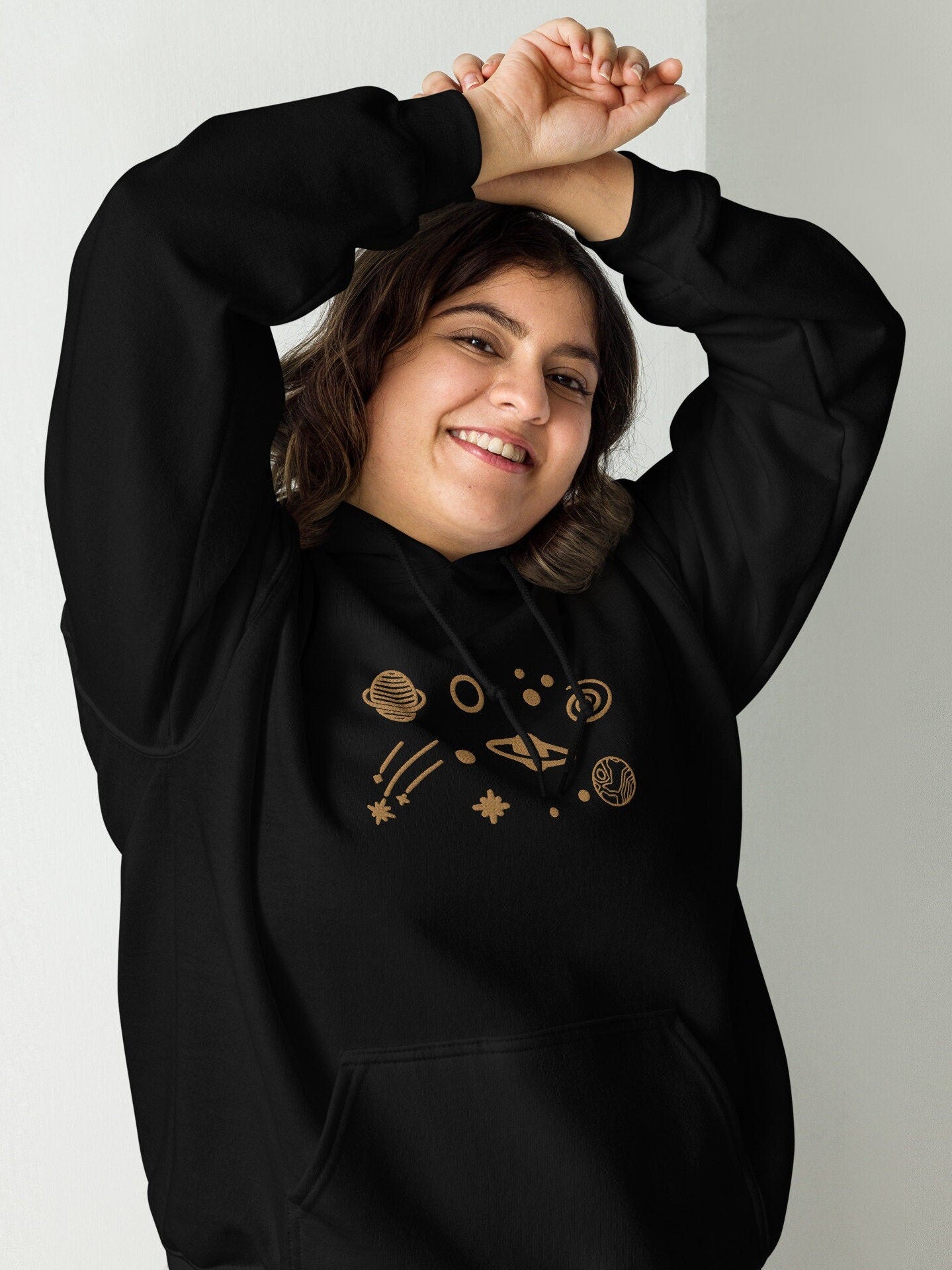 Embroidered Space Sweater, Panets embroidered Sweatshirt, outer space hoodie, Astronaut sweatshirt