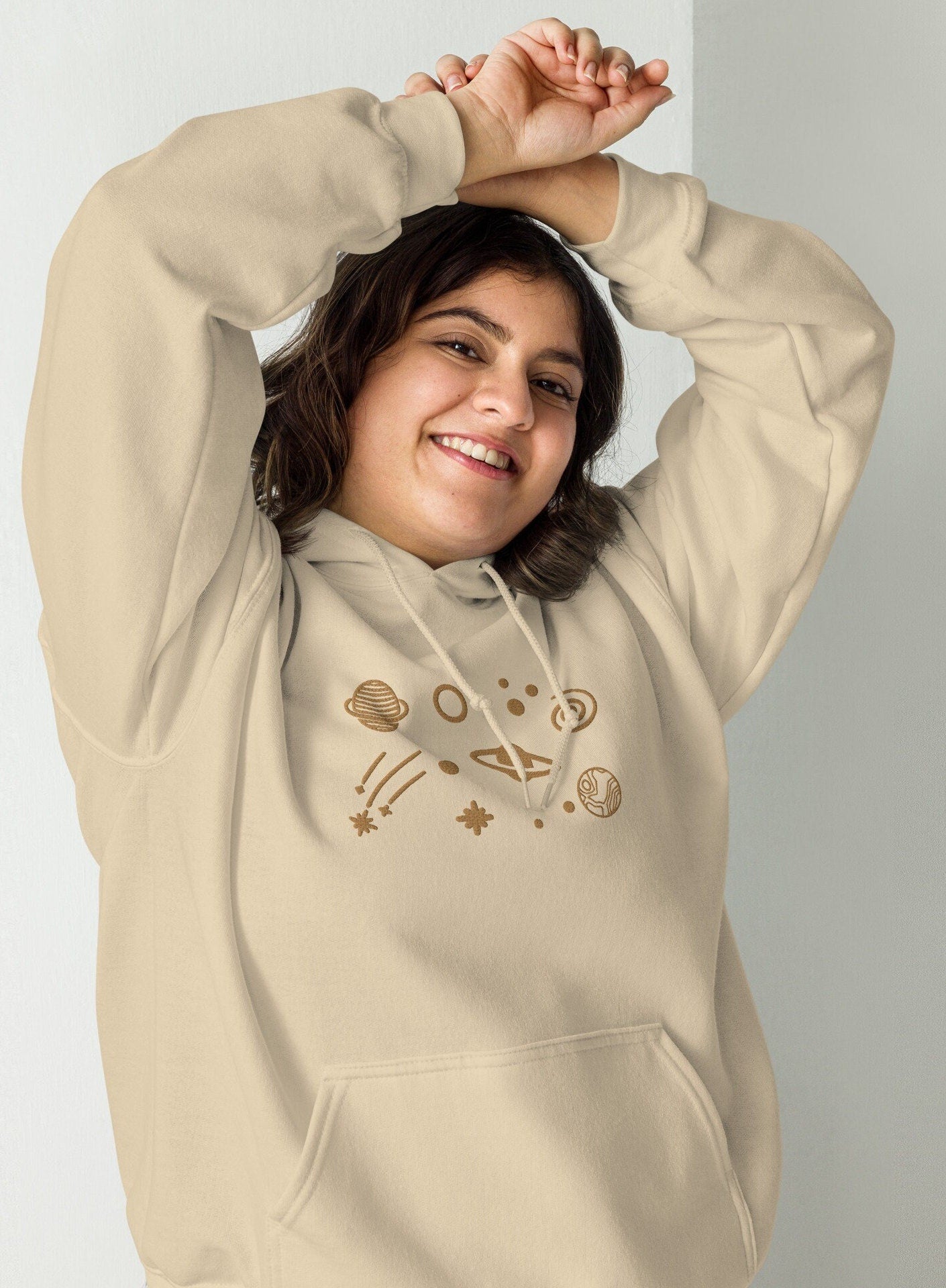 Embroidered Space Sweater, Panets embroidered Sweatshirt, outer space hoodie, Astronaut sweatshirt