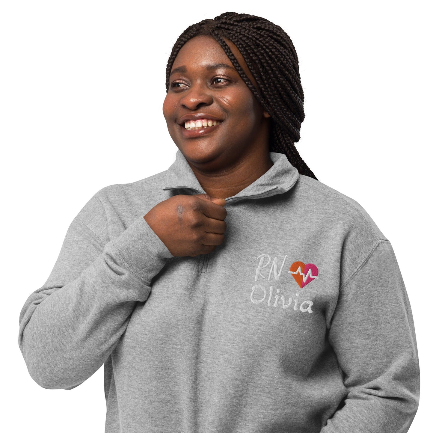Embroidered Nurse Name Zip Sweatshirt, Custom Nurse, personalized nurse top, Grduation Gift for NurseNurse quarter Zip Fleece Pullover