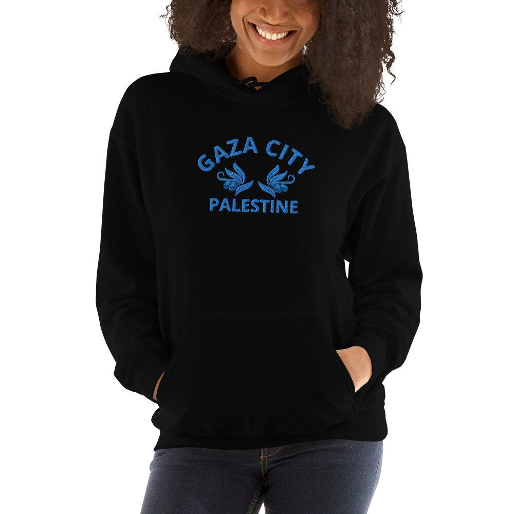 Embroidered Gaza City Hoodie, Palestine Hoodie