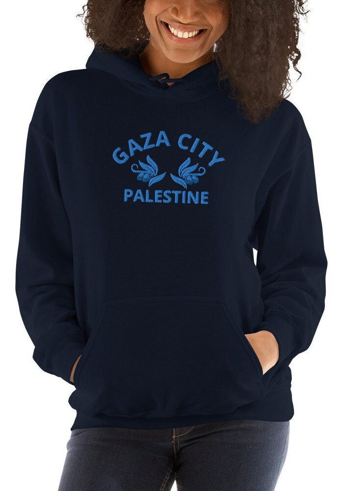 Embroidered Gaza City Hoodie, Palestine Hoodie