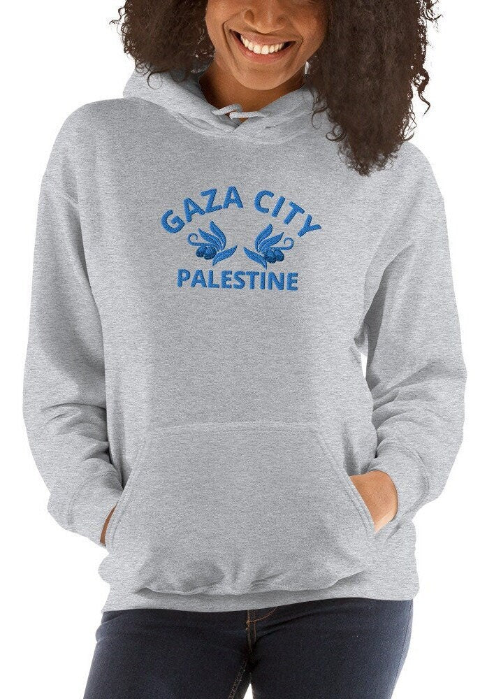 Embroidered Gaza City Hoodie, Palestine Hoodie