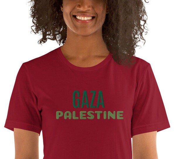 Embroidered Gaza t-shirt, Embroidered Palestine shirt