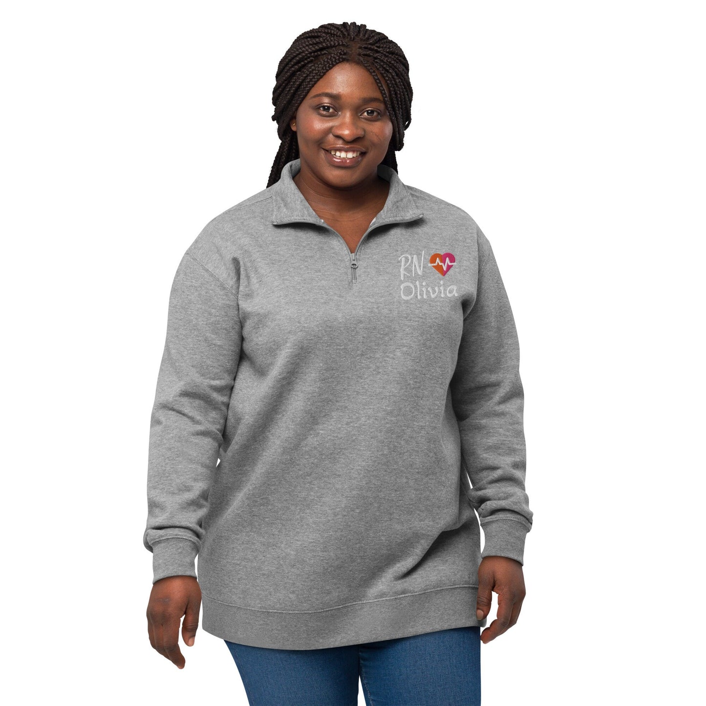 Embroidered Nurse Name Zip Sweatshirt, Custom Nurse, personalized nurse top, Grduation Gift for NurseNurse quarter Zip Fleece Pullover