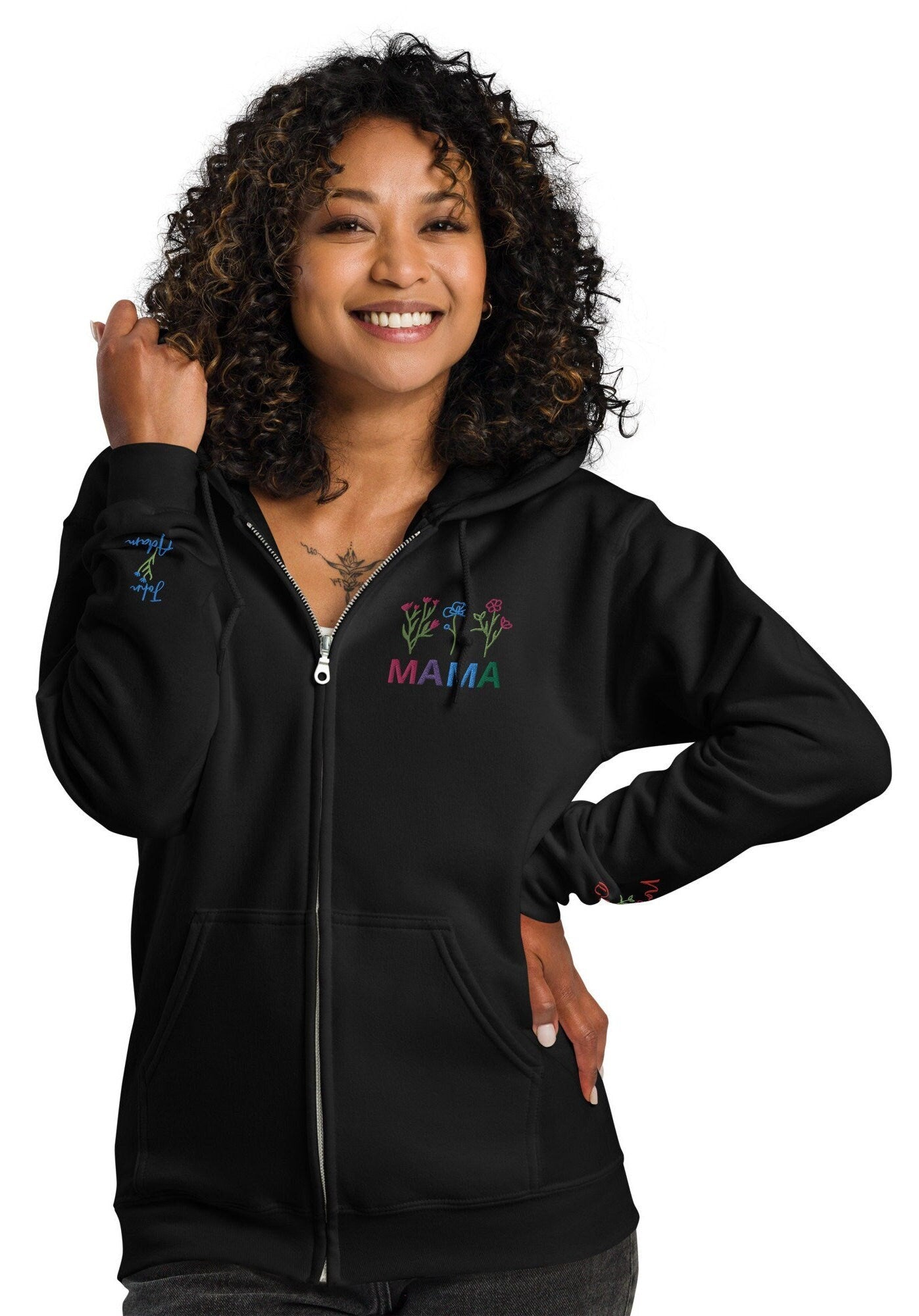 Embroidered Mama Zip Hoodie, Mom Embroidered Sweatshirt, Personalized Mama, Baby Shower Gift, Mama Embroidery, Custom Mama Hoodie mbroidered