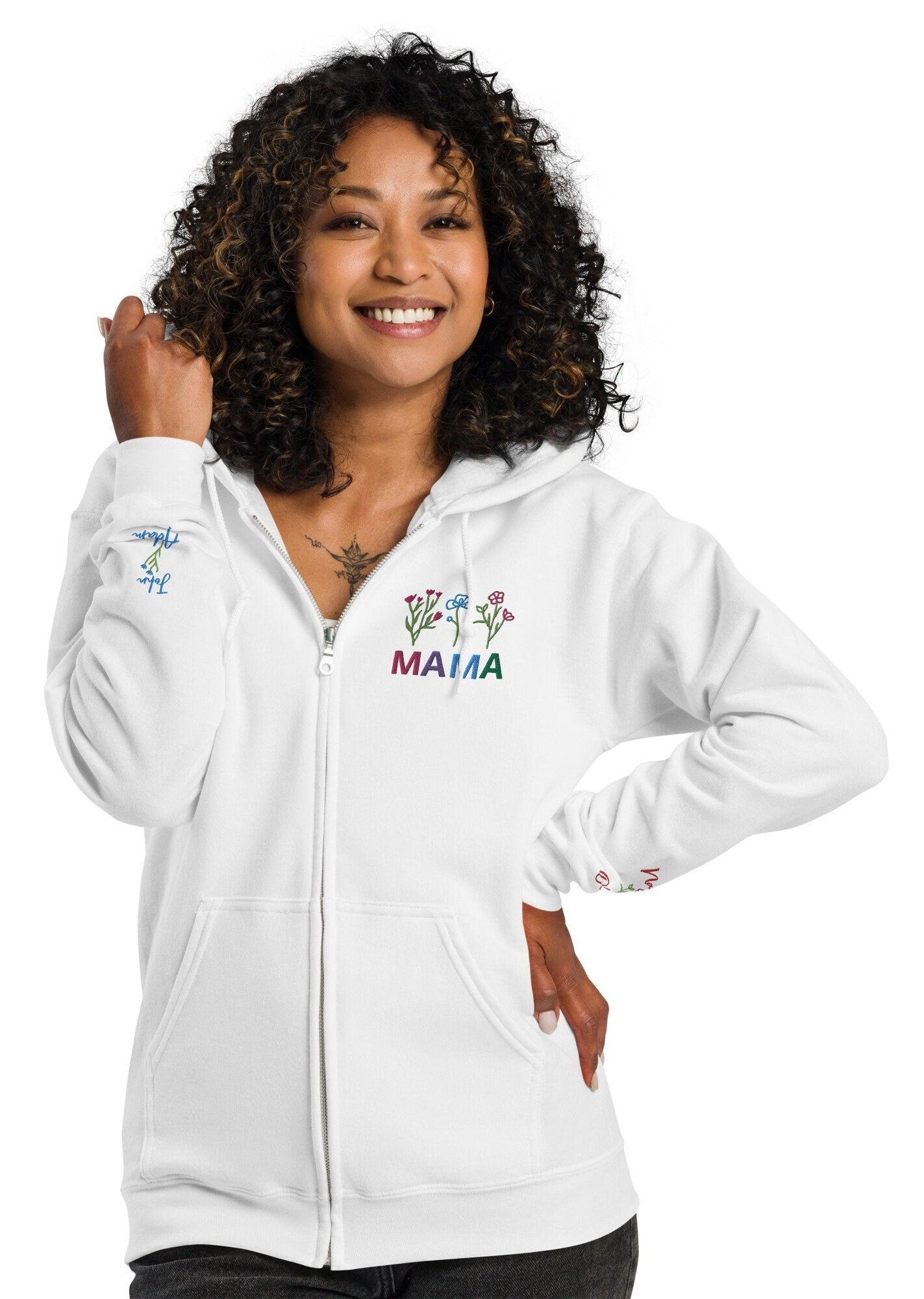 Embroidered Mama Zip Hoodie, Mom Embroidered Sweatshirt, Personalized Mama, Baby Shower Gift, Mama Embroidery, Custom Mama Hoodie mbroidered