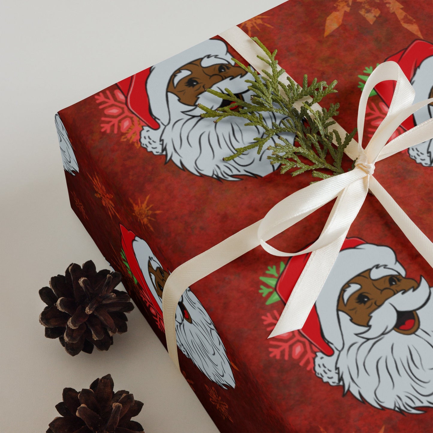 Black Santa Wrapping Paper Sheets, African Santa Gift Wrapping Sheet