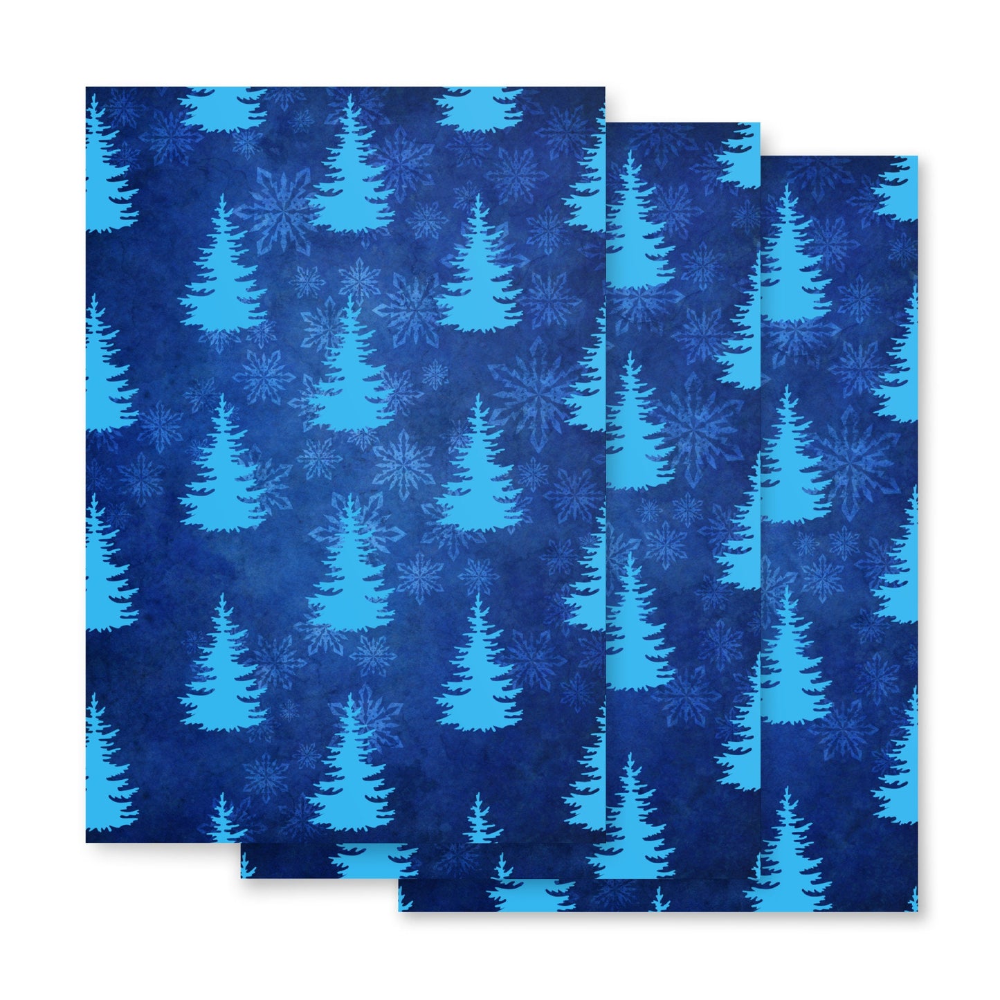 Blue Christmas Tree wrapping paper sheets, (Set of 3 ) 28.75″ × 19.75″ (73 × 50.2 cm)