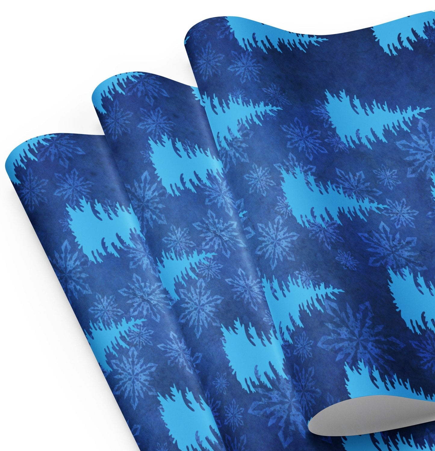 Blue Christmas Tree wrapping paper sheets, (Set of 3 ) 28.75″ × 19.75″ (73 × 50.2 cm)