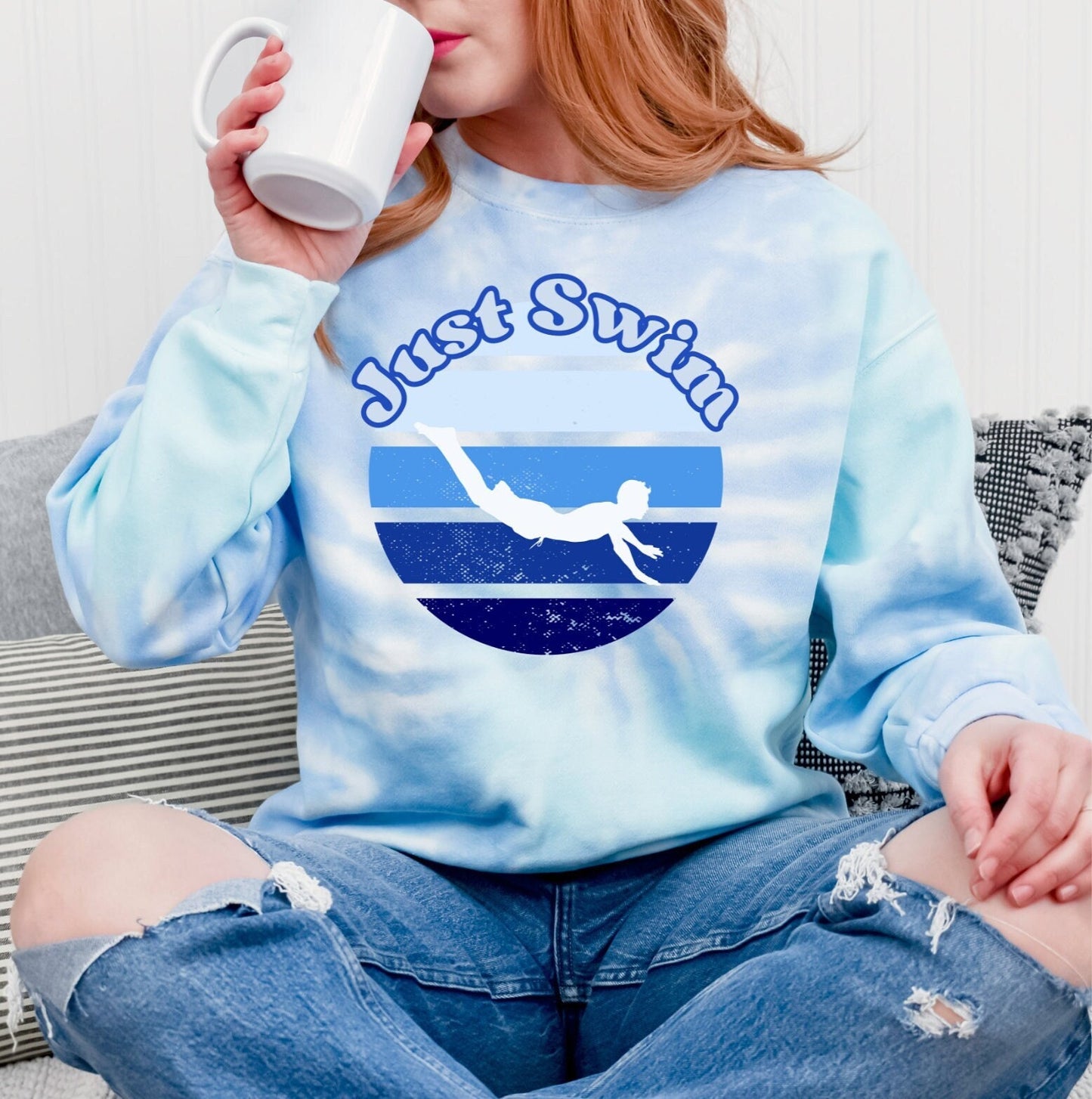 Swimmer Sweatshirt. Swim Team Sweater, Swim Coach Tie-Dye Sweatshirt