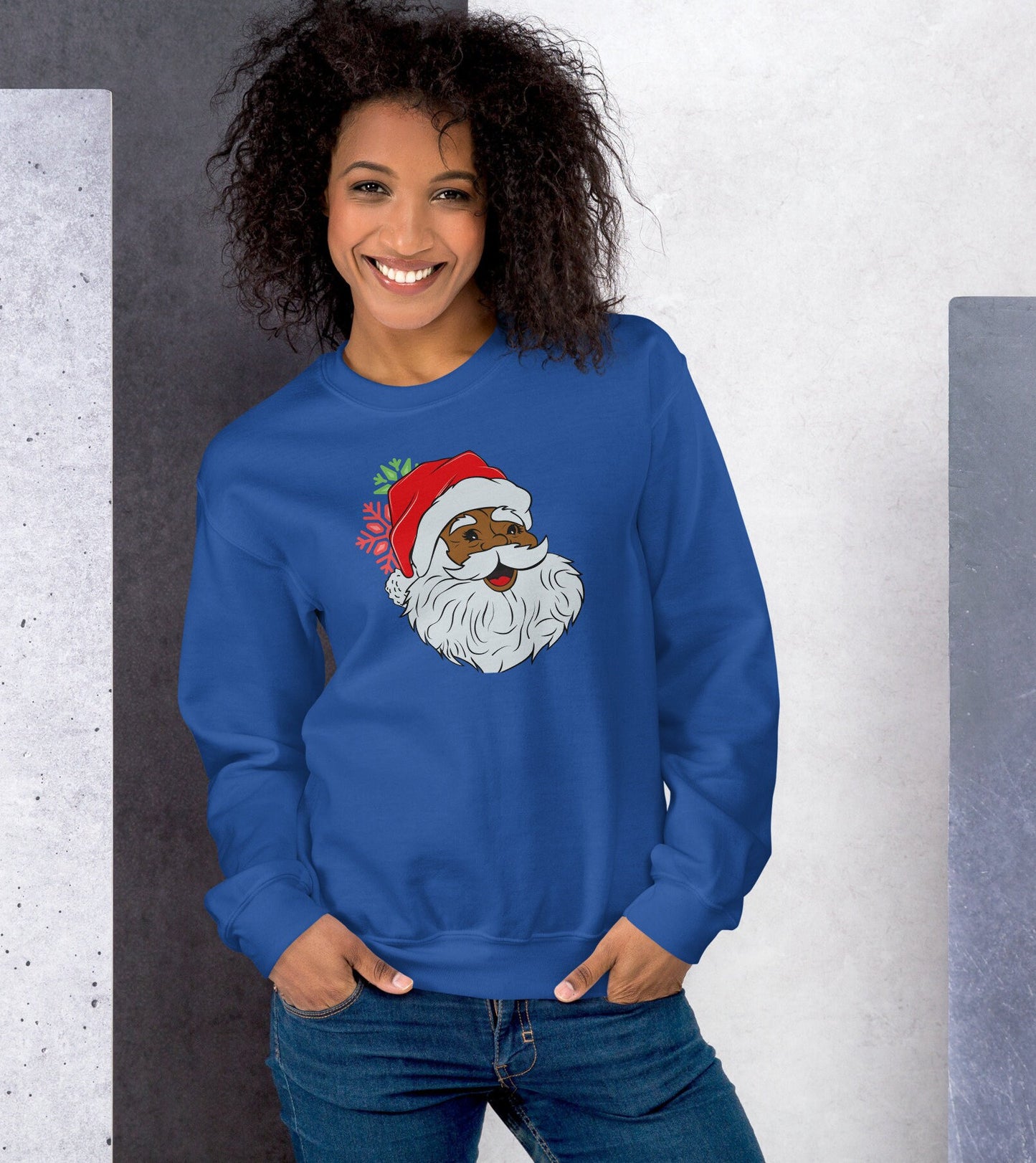 Black Santa Sweater, African American Sweatshirt, Christmas Hoodie, Crewneck Christmas Sweatshirt Sweatshirt