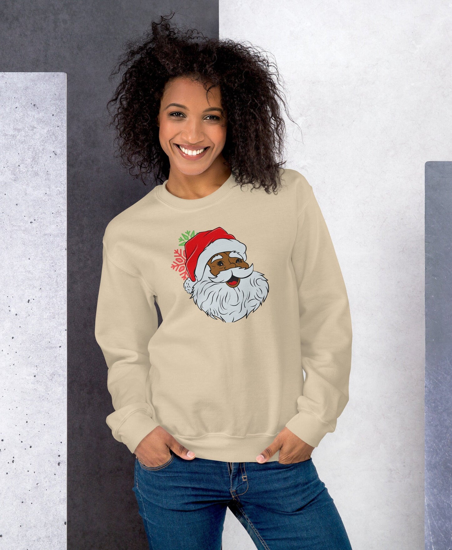 Black Santa Sweater, African American Sweatshirt, Christmas Hoodie, Crewneck Christmas Sweatshirt Sweatshirt