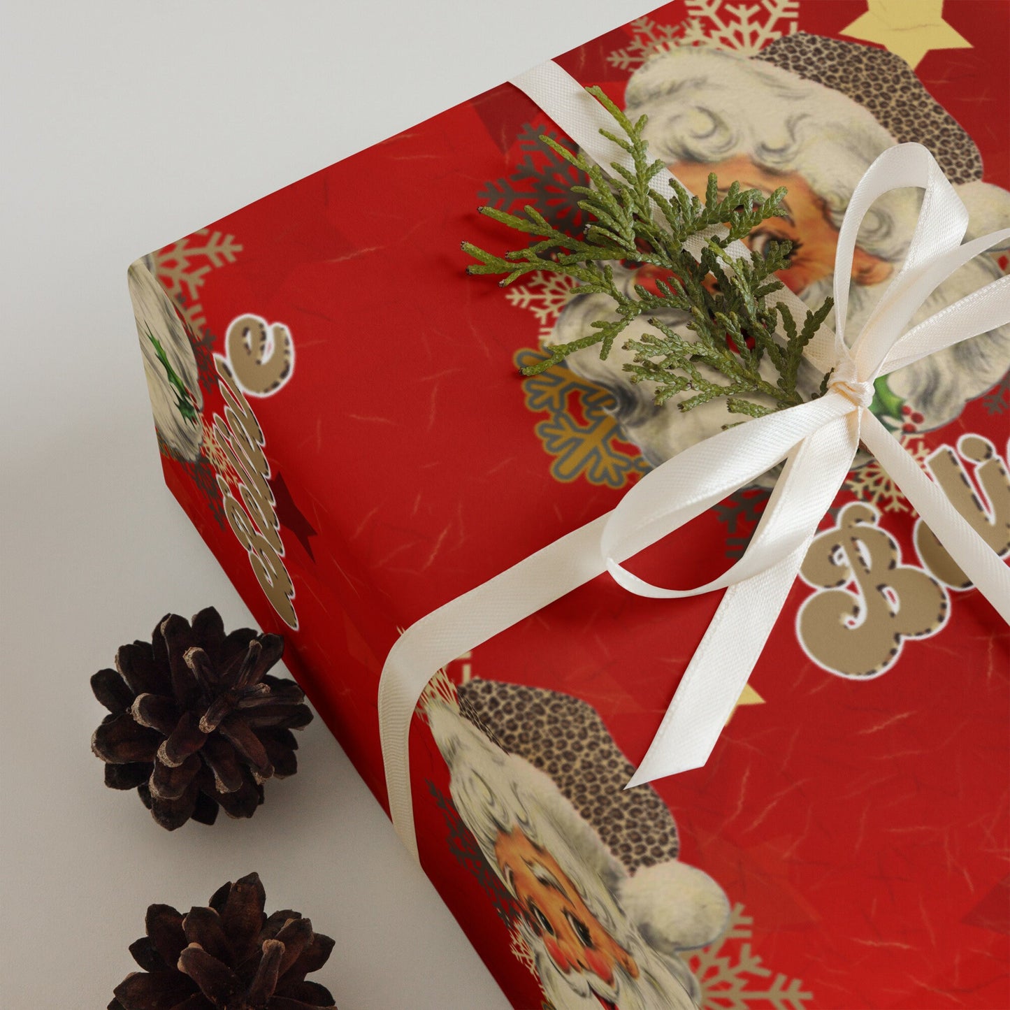 Santa Red wrapping Paper, Christmas Wrapping paper sheets