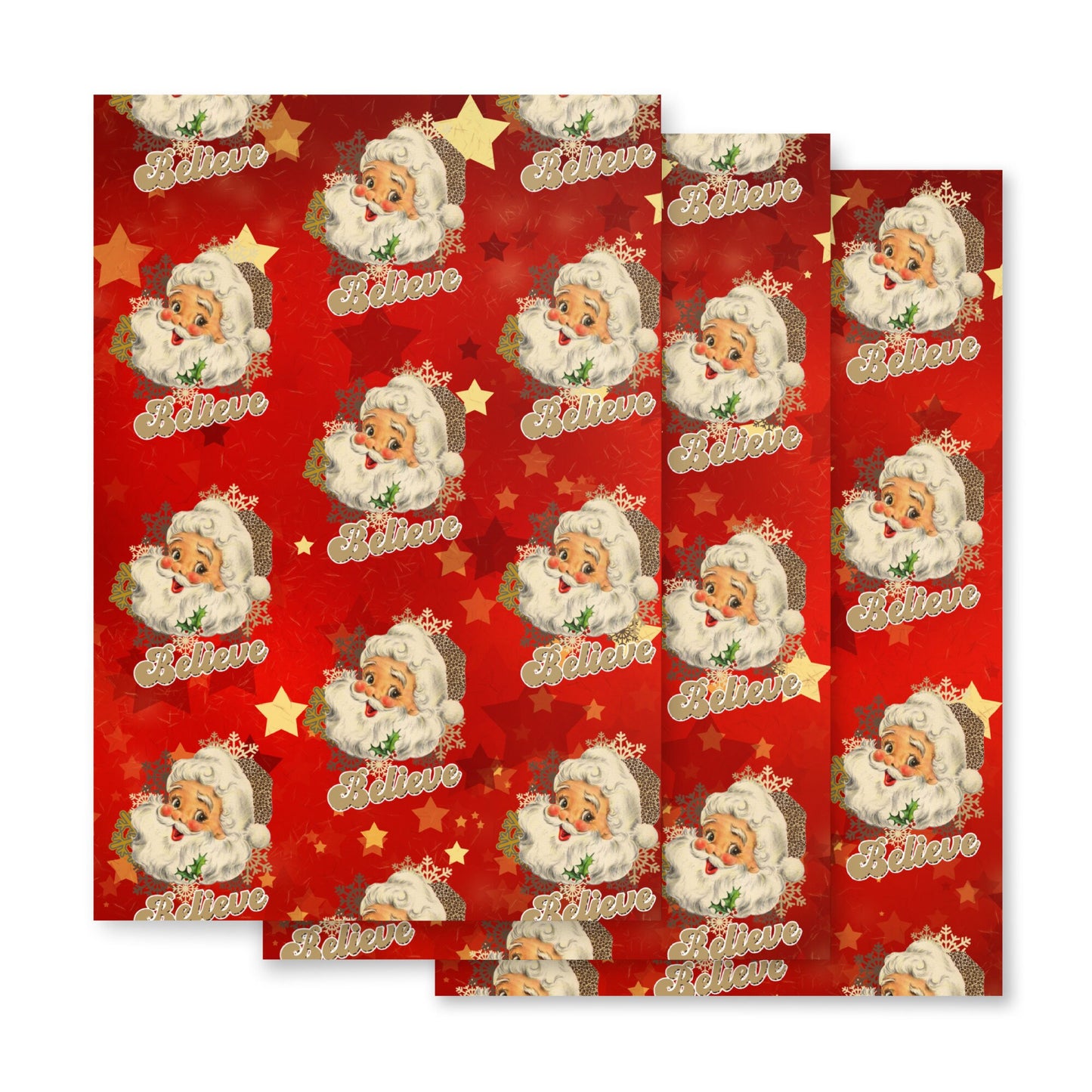 Santa Red wrapping Paper, Christmas Wrapping paper sheets