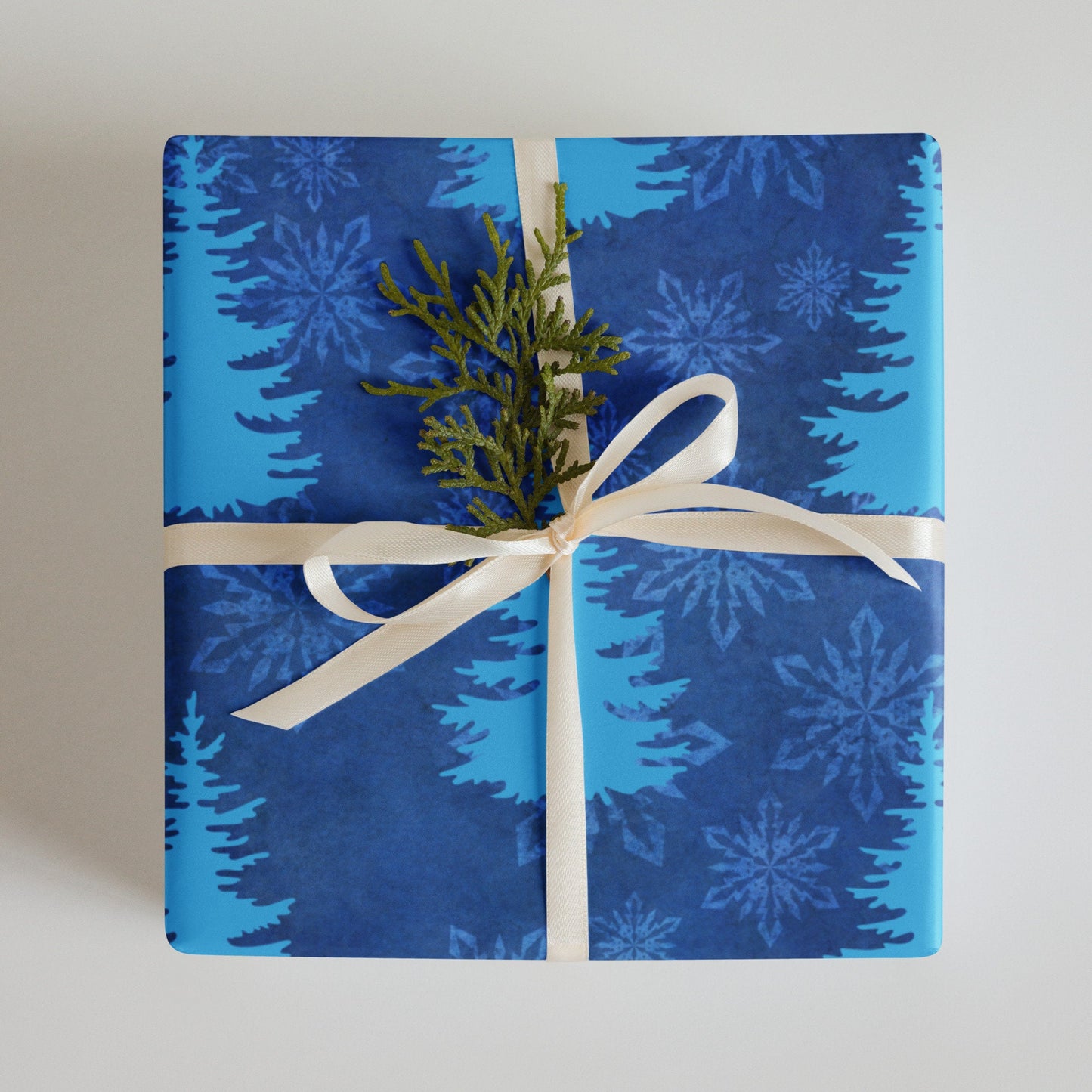 Blue Christmas Tree wrapping paper sheets, (Set of 3 ) 28.75″ × 19.75″ (73 × 50.2 cm)