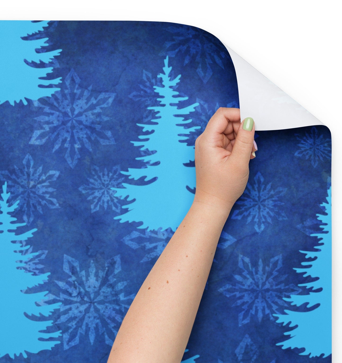 Blue Christmas Tree wrapping paper sheets, (Set of 3 ) 28.75″ × 19.75″ (73 × 50.2 cm)