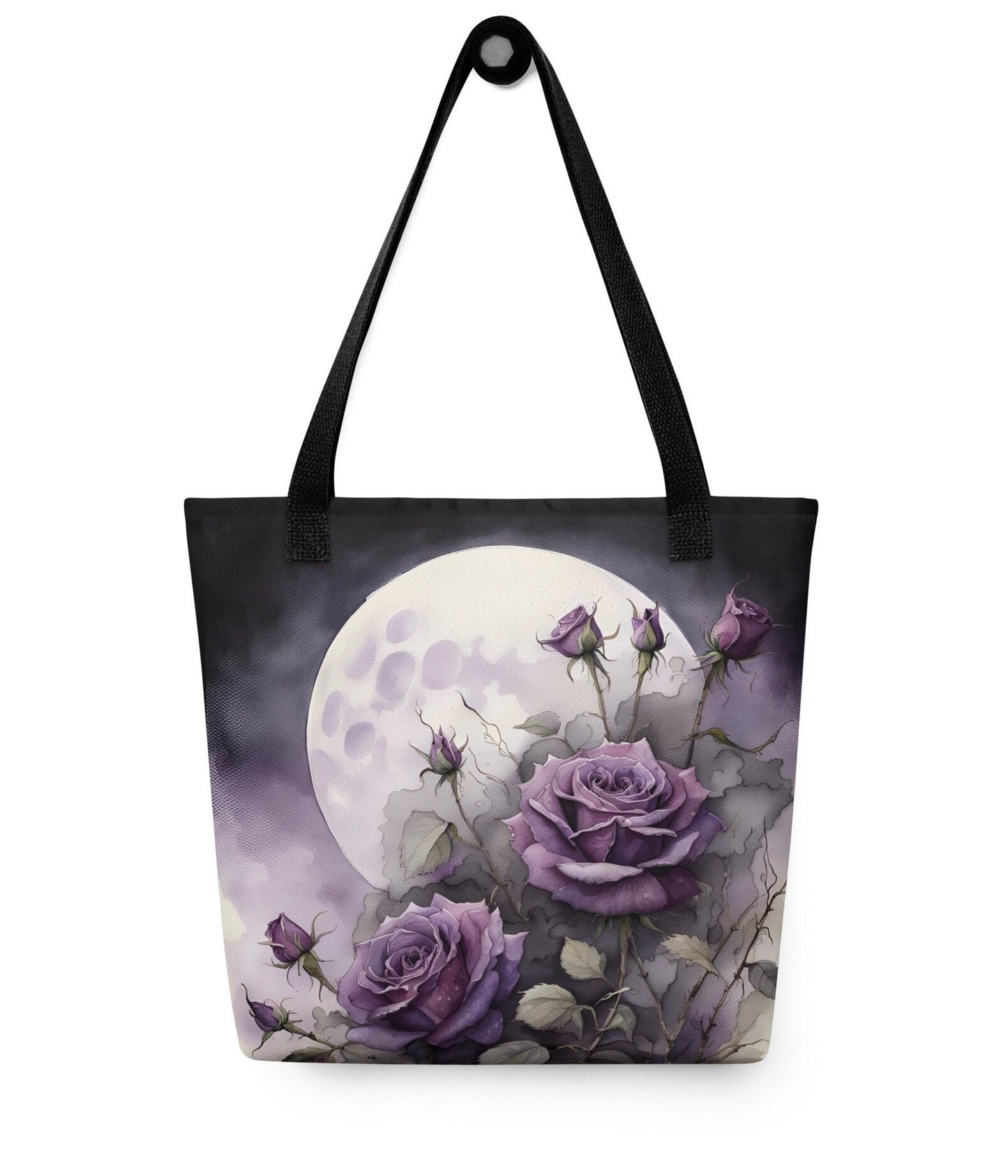Dark Floral Purple Roses Tote bag