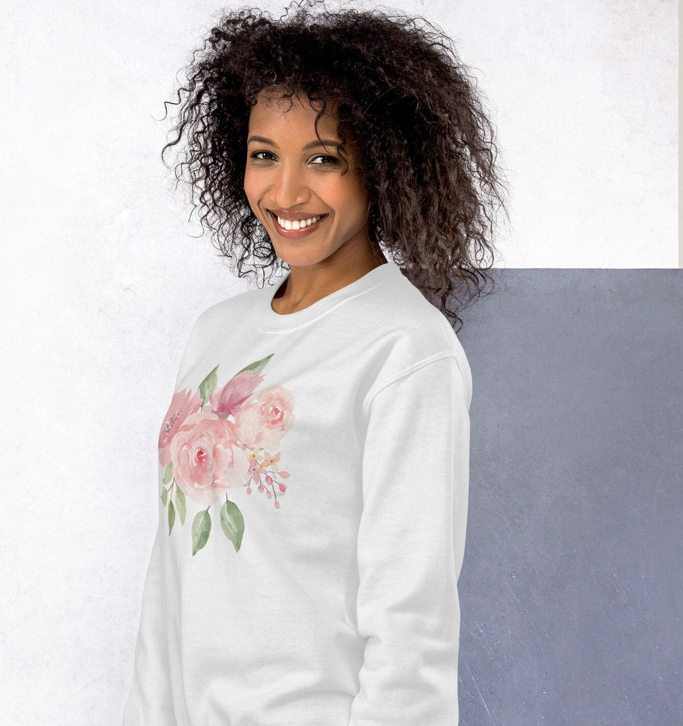 Pink Roses Sweater, Floral Sweatshirt, Nature Lover Sweatshirt