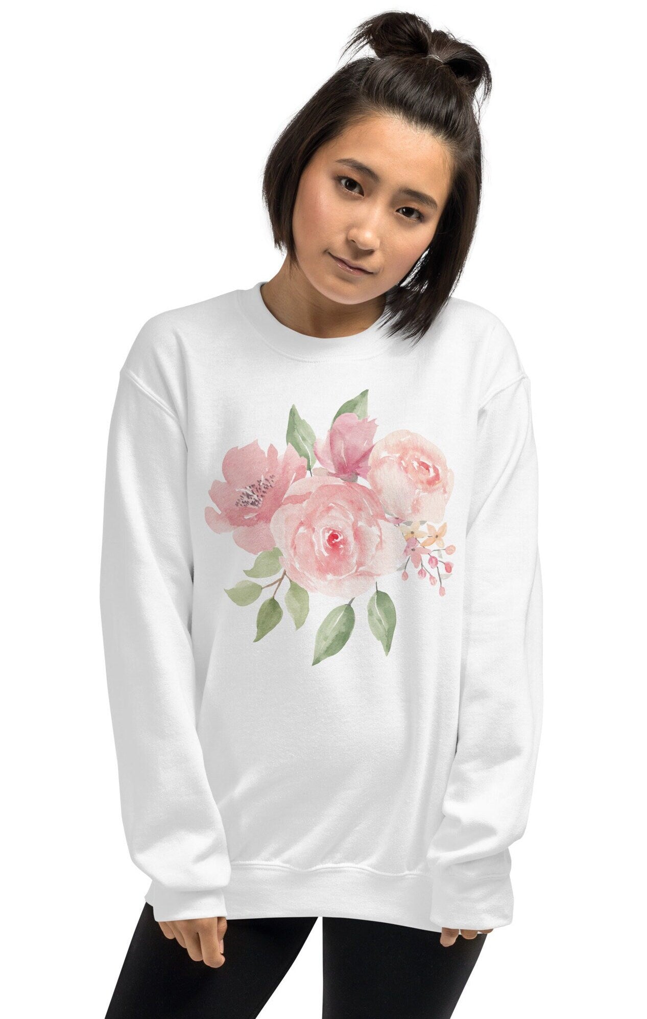 Pink Roses Sweater, Floral Sweatshirt, Nature Lover Sweatshirt