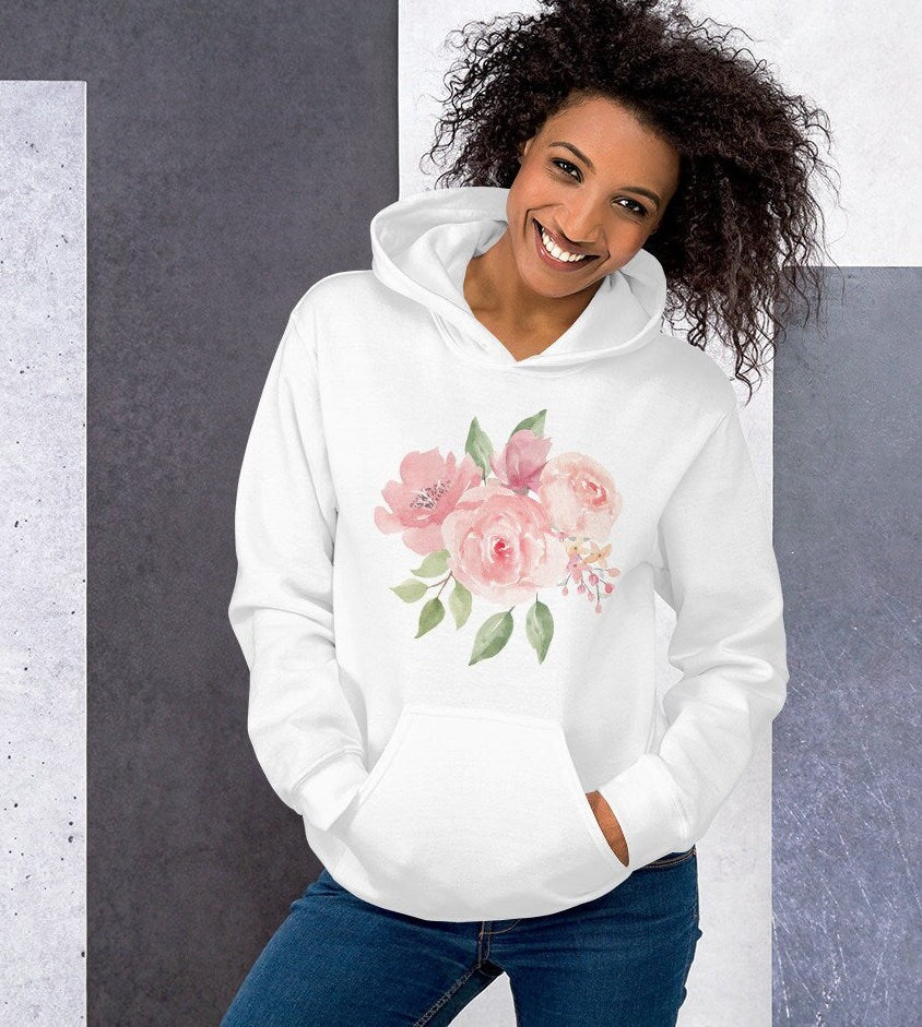 Pink Flower Sweater, Pink Roses Hoodie